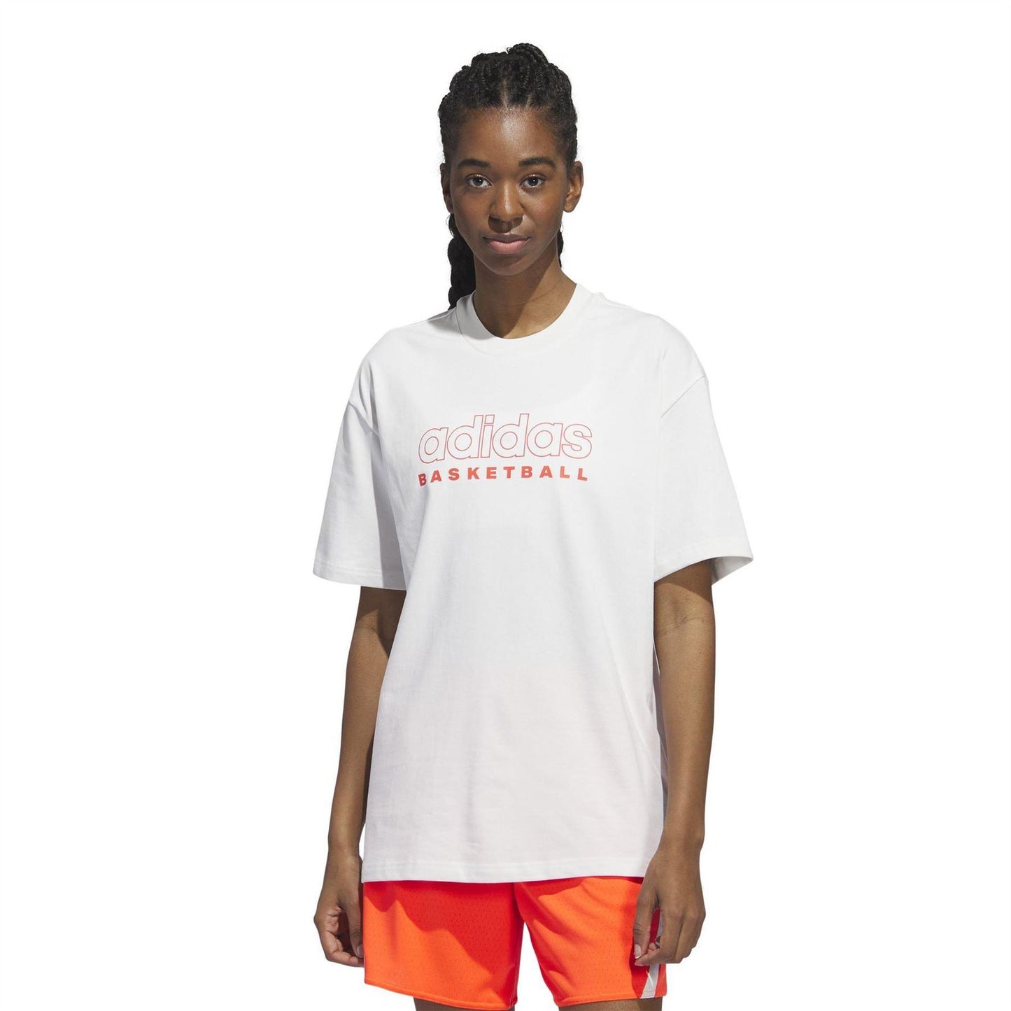 Cloud White - Pack Shot - Adidas Womens-Ladies Logo Basketball T-Shirt