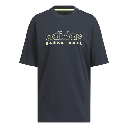 Blue-Ink - Front - Adidas Womens-Ladies Logo Basketball T-Shirt