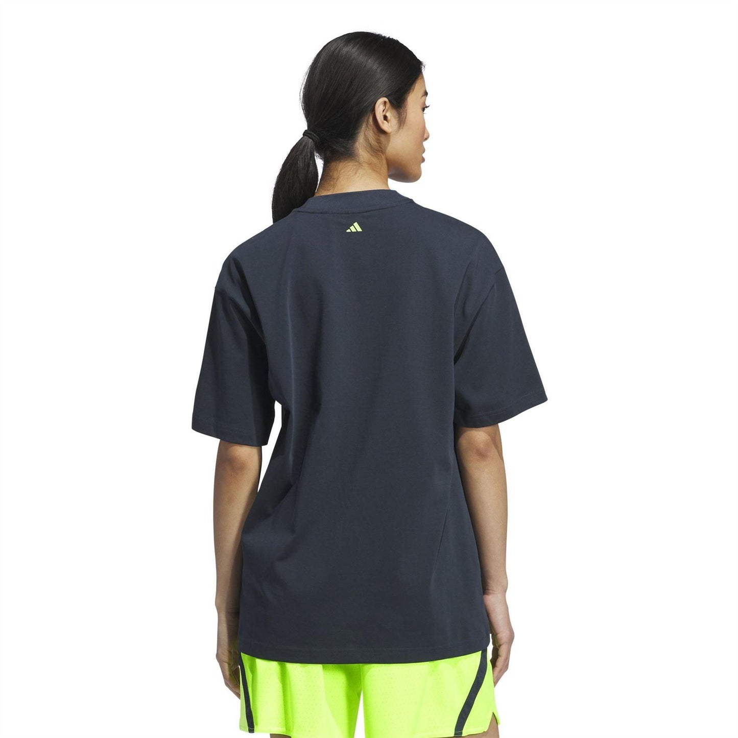 Blue-Ink - Back - Adidas Womens-Ladies Logo Basketball T-Shirt