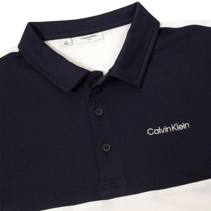 White-Navy - Side - Calvin Klein Mens Embroidered Collared Polo Shirt