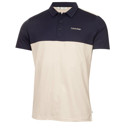 Oatmilk-Navy - Front - Calvin Klein Mens Embroidered Collared Polo Shirt