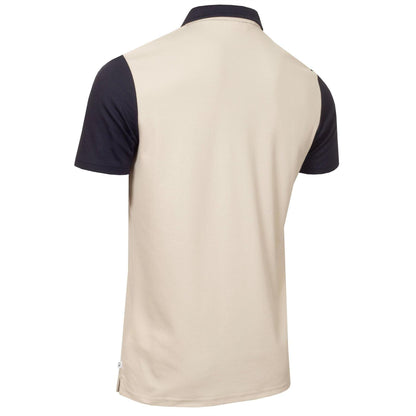 Oatmilk-Navy - Back - Calvin Klein Mens Embroidered Collared Polo Shirt