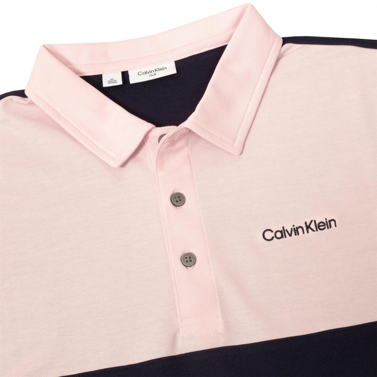 Navy-Pink - Side - Calvin Klein Mens Embroidered Collared Polo Shirt