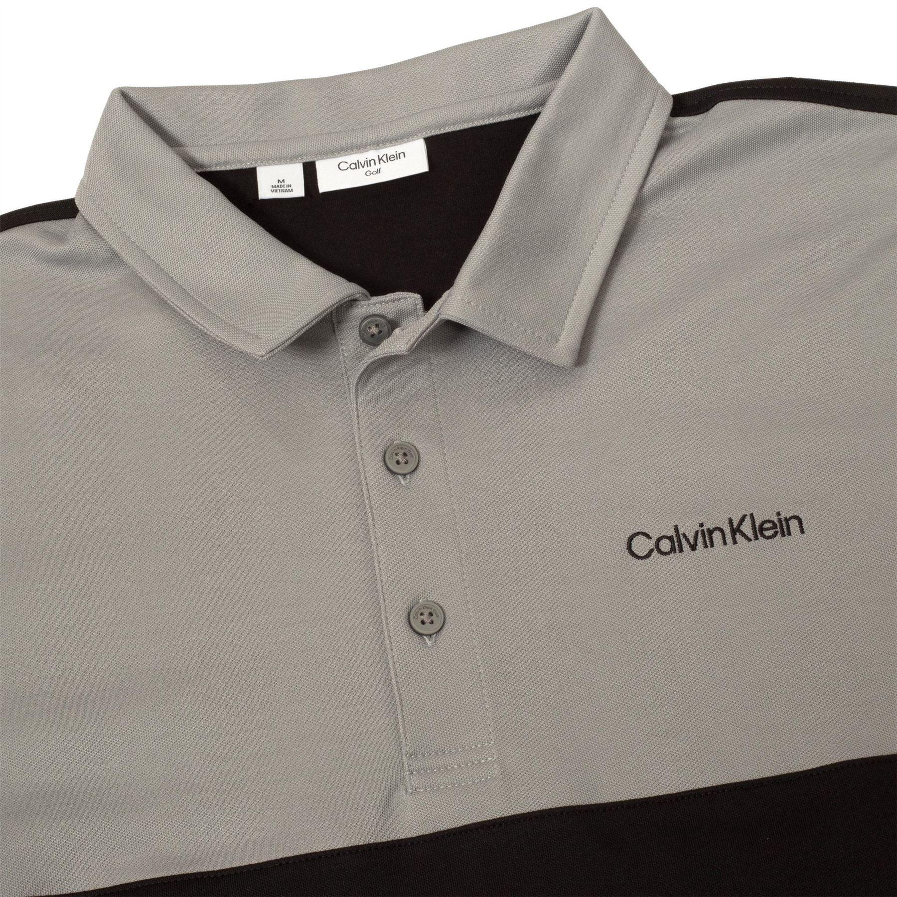 Black-Silver - Side - Calvin Klein Mens Embroidered Collared Polo Shirt