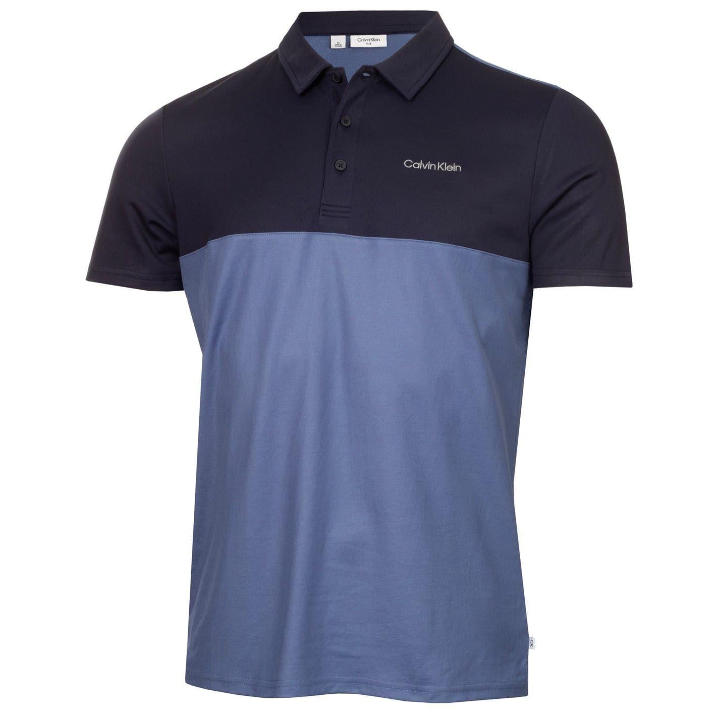 Denim-Navy - Front - Calvin Klein Mens Embroidered Collared Polo Shirt