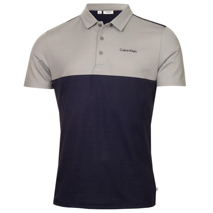 Navy-Silver - Front - Calvin Klein Mens Embroidered Collared Polo Shirt