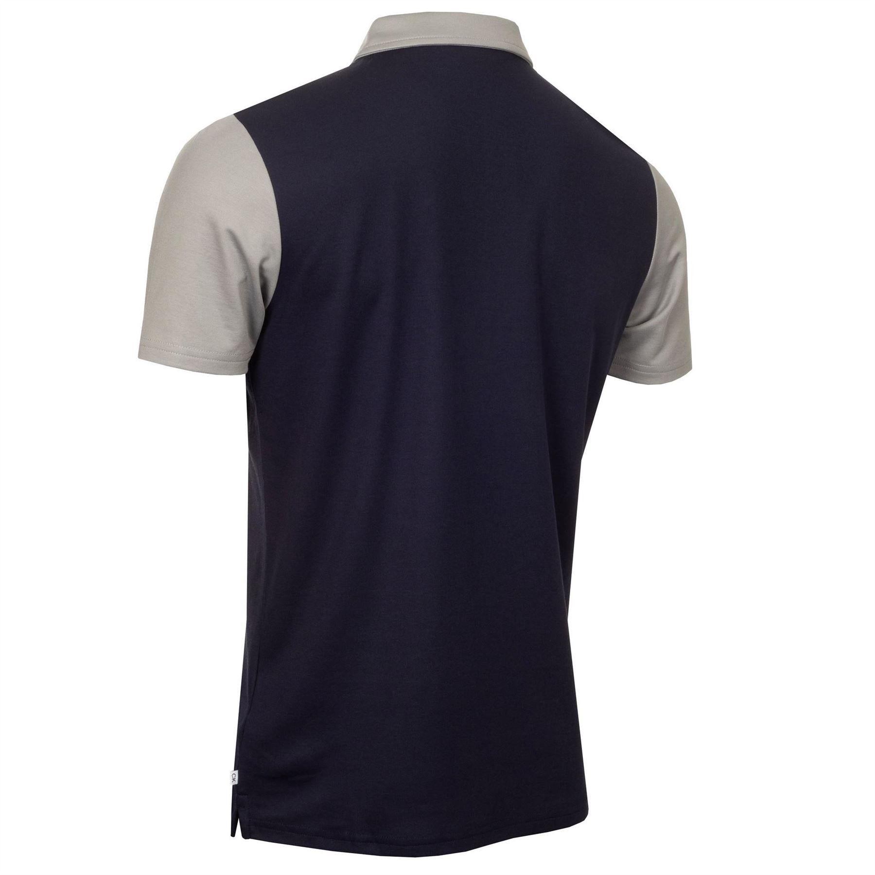 Navy-Silver - Back - Calvin Klein Mens Embroidered Collared Polo Shirt