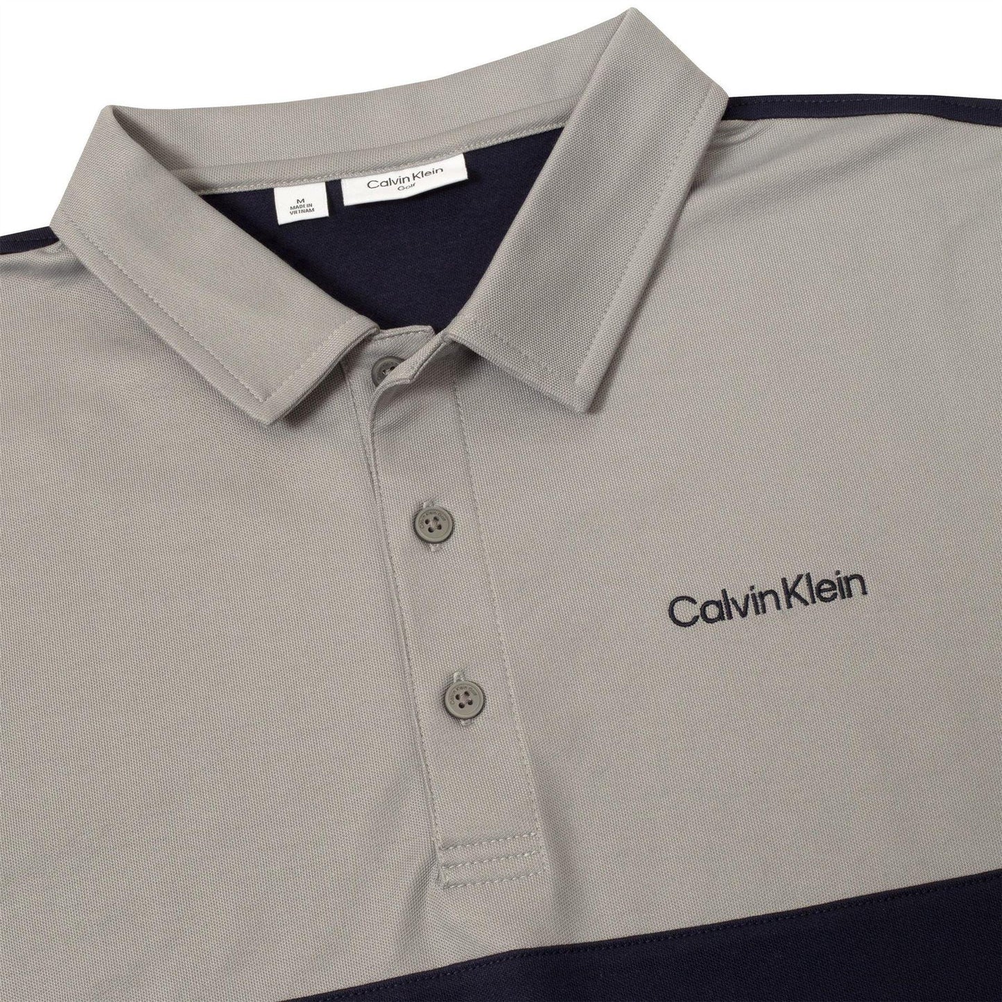Navy-Silver - Side - Calvin Klein Mens Embroidered Collared Polo Shirt