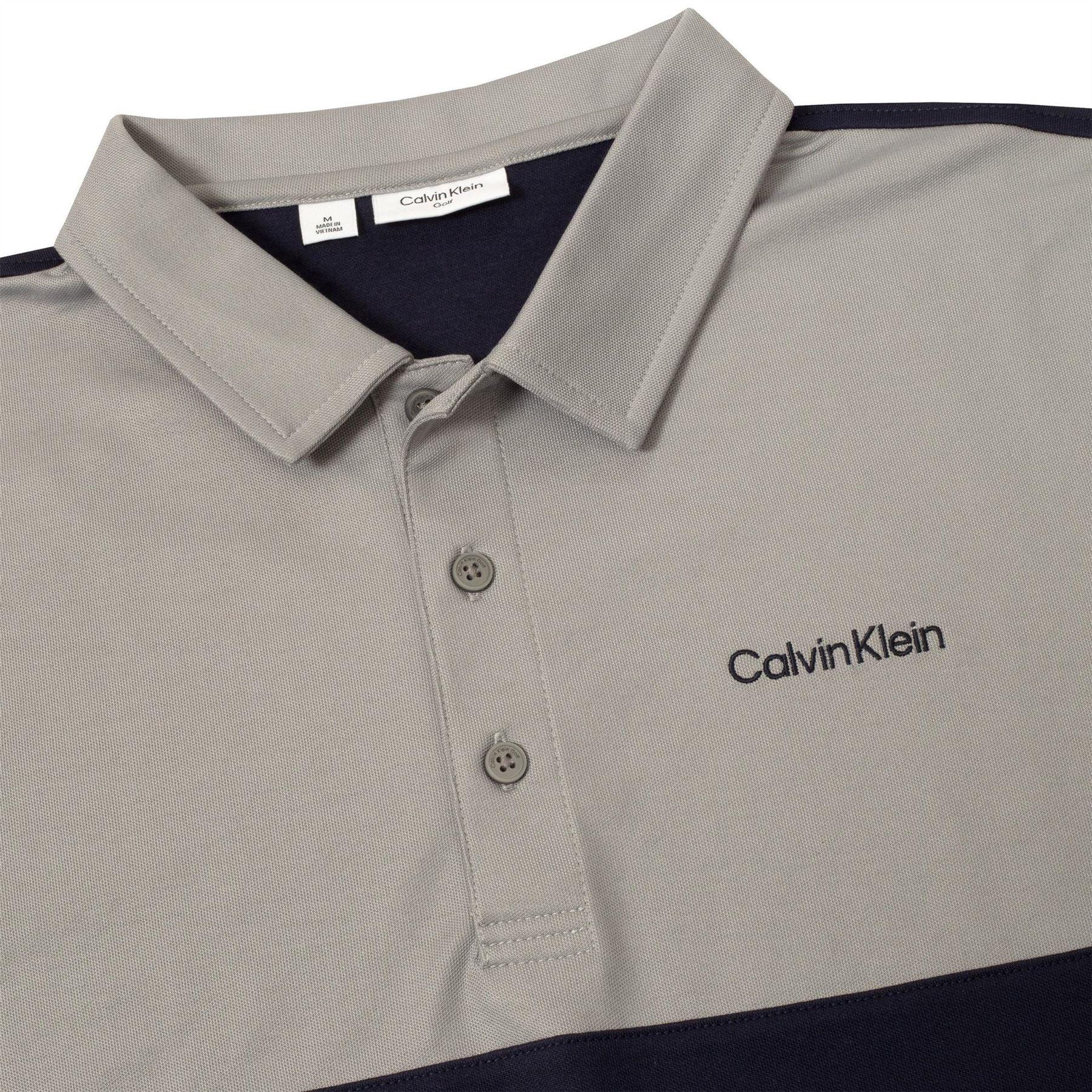 Navy-Silver - Side - Calvin Klein Mens Embroidered Collared Polo Shirt