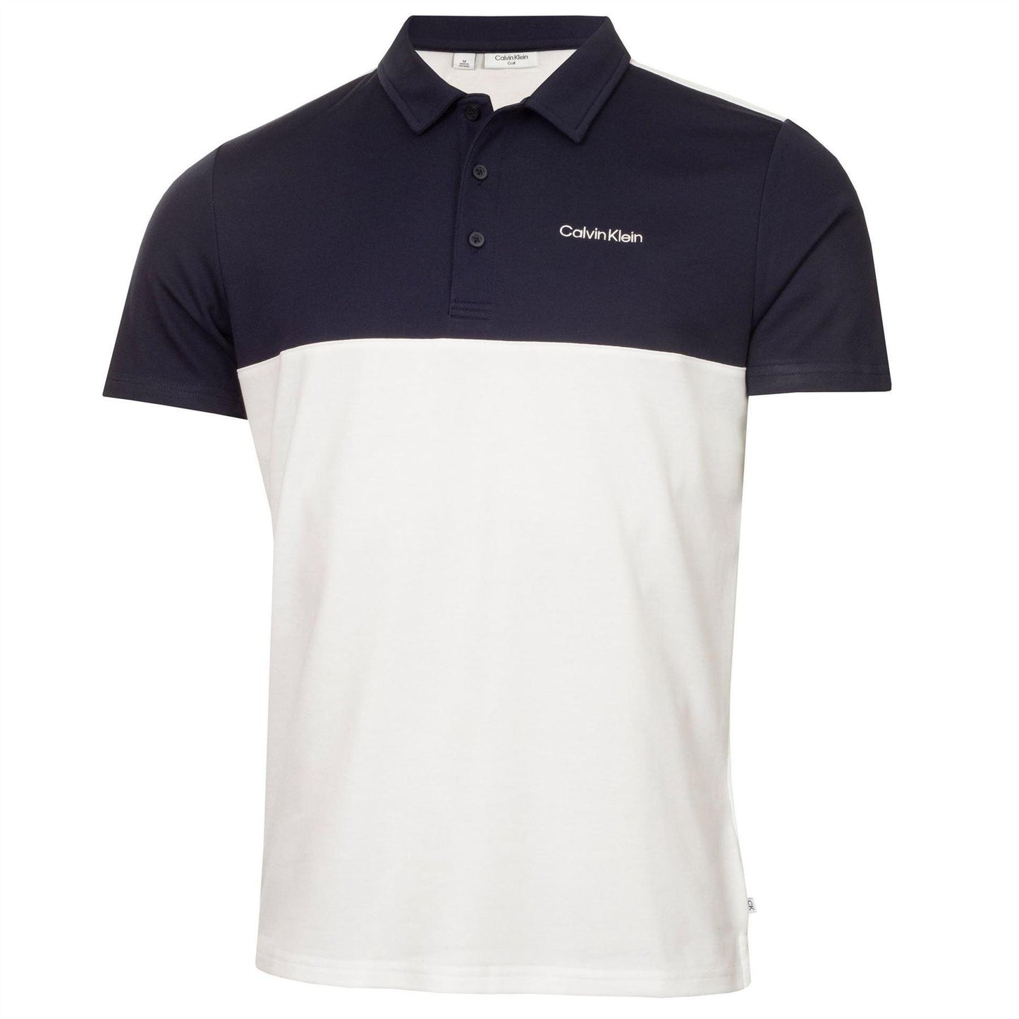 White-Navy - Front - Calvin Klein Mens Embroidered Collared Polo Shirt