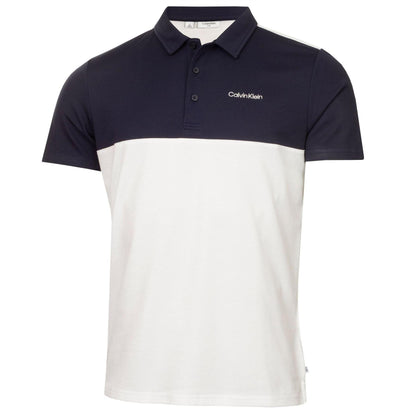 White-Navy - Front - Calvin Klein Mens Embroidered Collared Polo Shirt