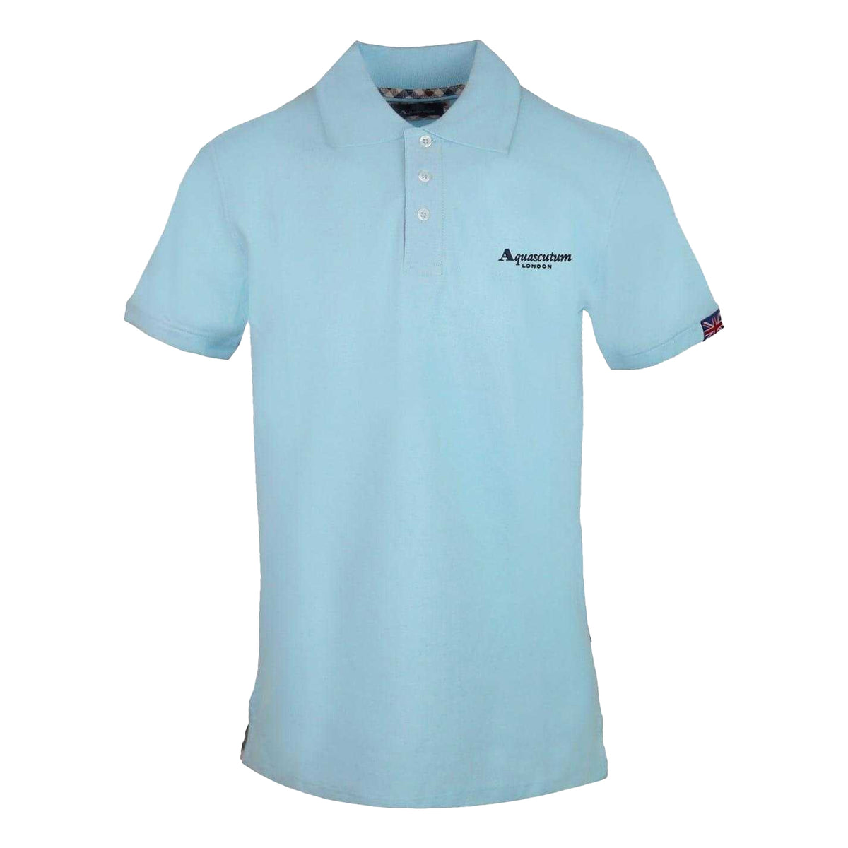 Blue Cielo - Front - Aquascutum Mens Union Jack Logo Polo Shirt