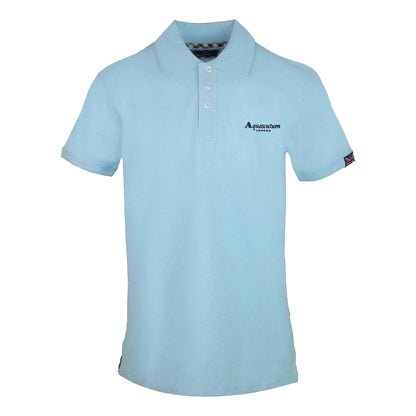 Blue Cielo - Front - Aquascutum Mens Union Jack Logo Polo Shirt