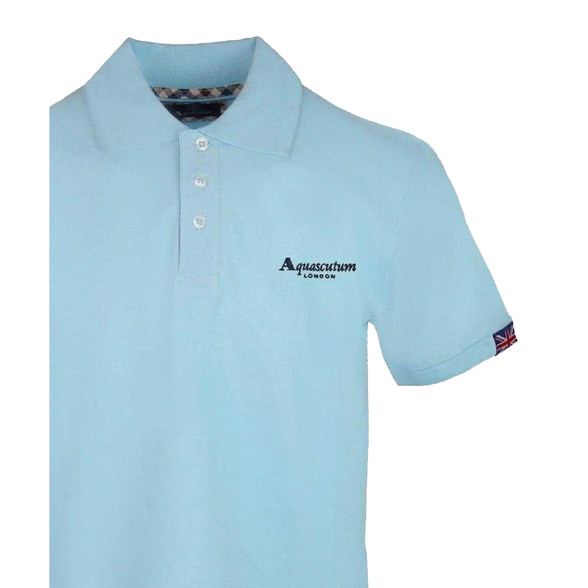 Blue Cielo - Side - Aquascutum Mens Union Jack Logo Polo Shirt