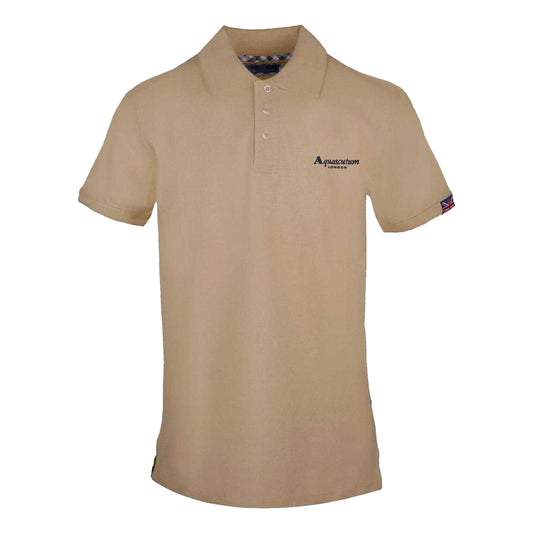 Beige - Front - Aquascutum Mens Union Jack Logo Polo Shirt