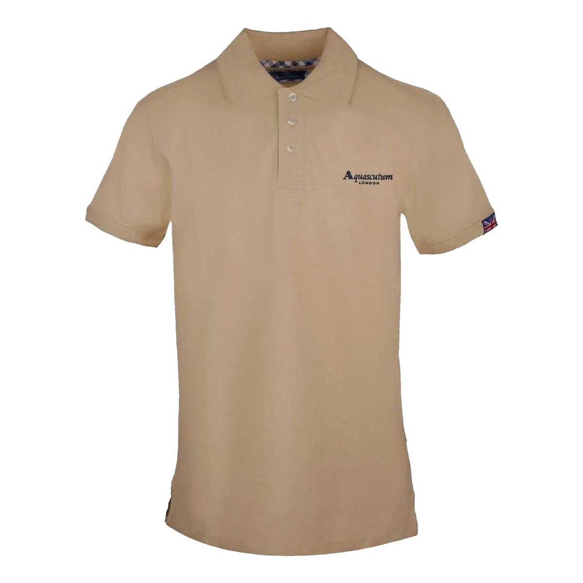 Beige - Front - Aquascutum Mens Union Jack Logo Polo Shirt