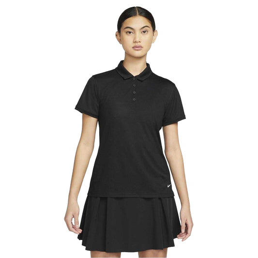 Black-White - Front - Nike Womens-Ladies Victory Dri-FIT Golf Polo Shirt