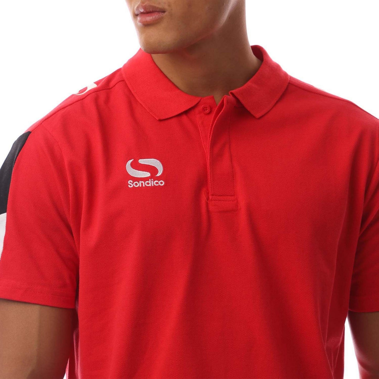 Red-White-Black - Side - Sondico Mens Venata Collared Polo Shirt