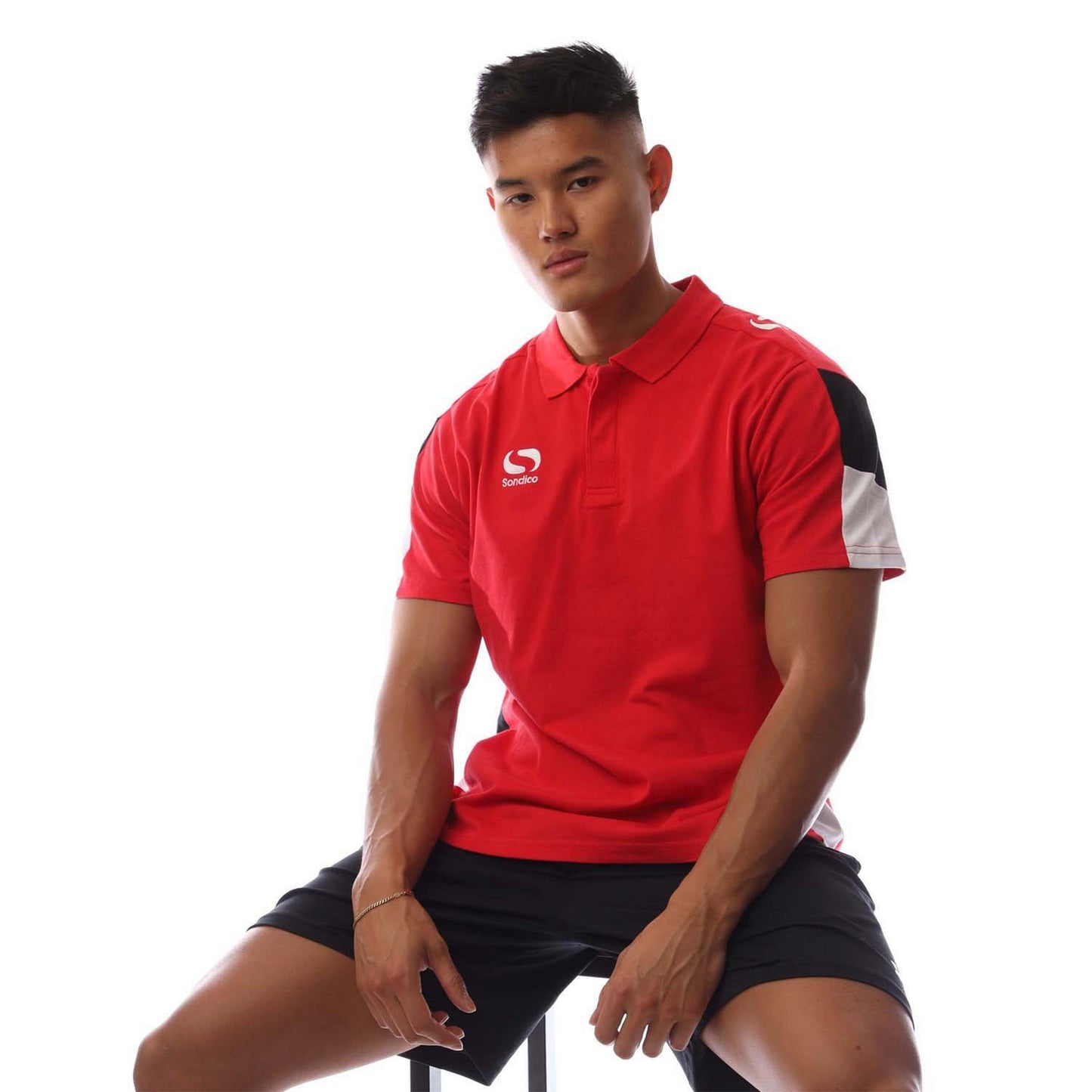 Red-White-Black - Lifestyle - Sondico Mens Venata Collared Polo Shirt