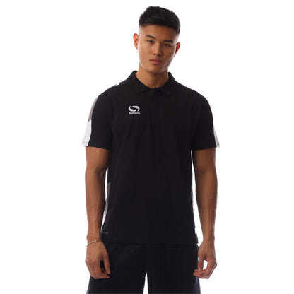 Black-Charcoal-White - Front - Sondico Mens Venata Collared Polo Shirt
