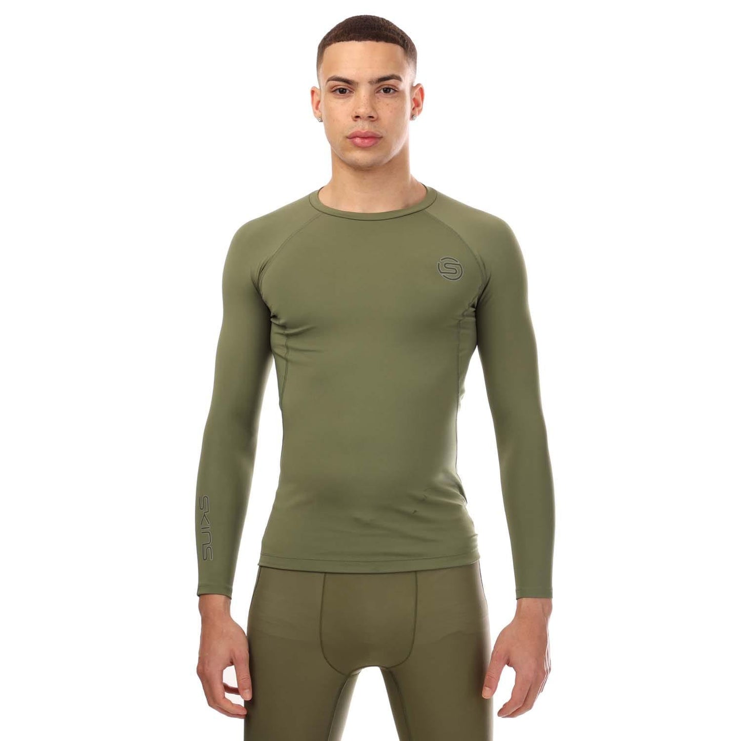 Khaki Green - Front - Skins Mens Series-2 Long-Sleeved Top