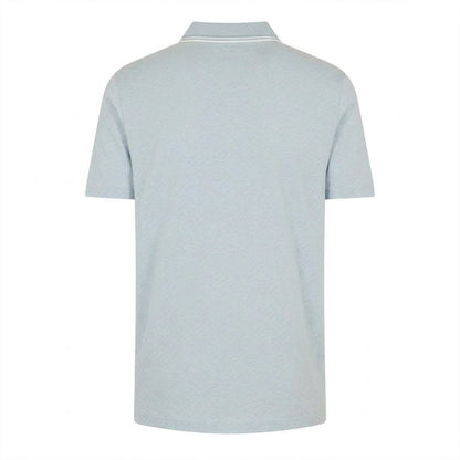 Blue - Back - Paul Smith Mens Diagonal Stripe Quarter Zip Polo Shirt