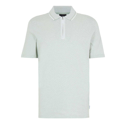 Green - Front - Paul Smith Mens Diagonal Stripe Quarter Zip Polo Shirt