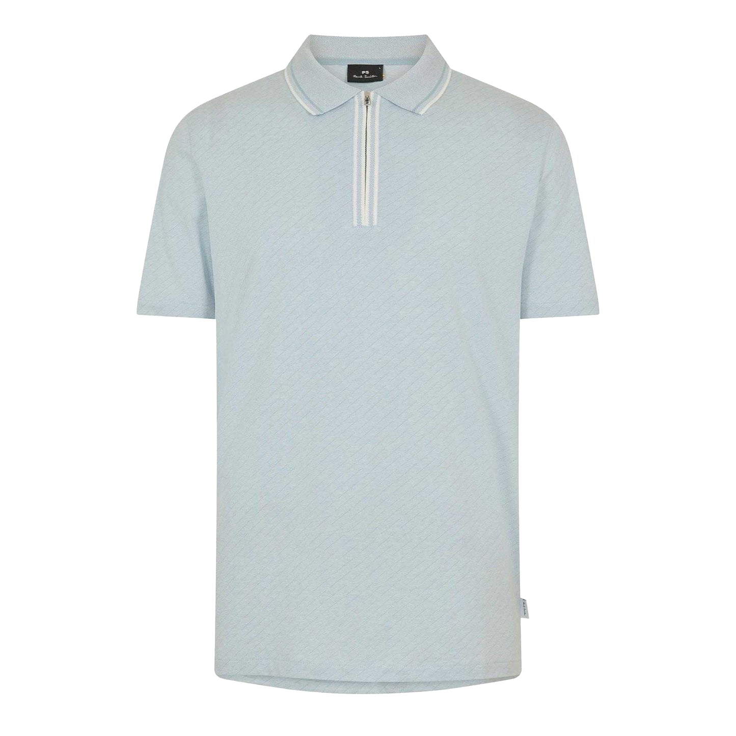 Blue - Front - Paul Smith Mens Diagonal Stripe Quarter Zip Polo Shirt