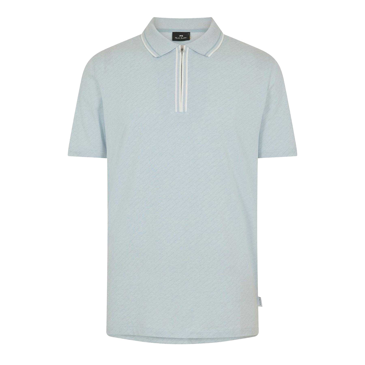 Blue - Front - Paul Smith Mens Diagonal Stripe Quarter Zip Polo Shirt