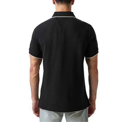 Black - Lifestyle - Belstaff Mens Logo Tipped Short-Sleeved Polo Shirt