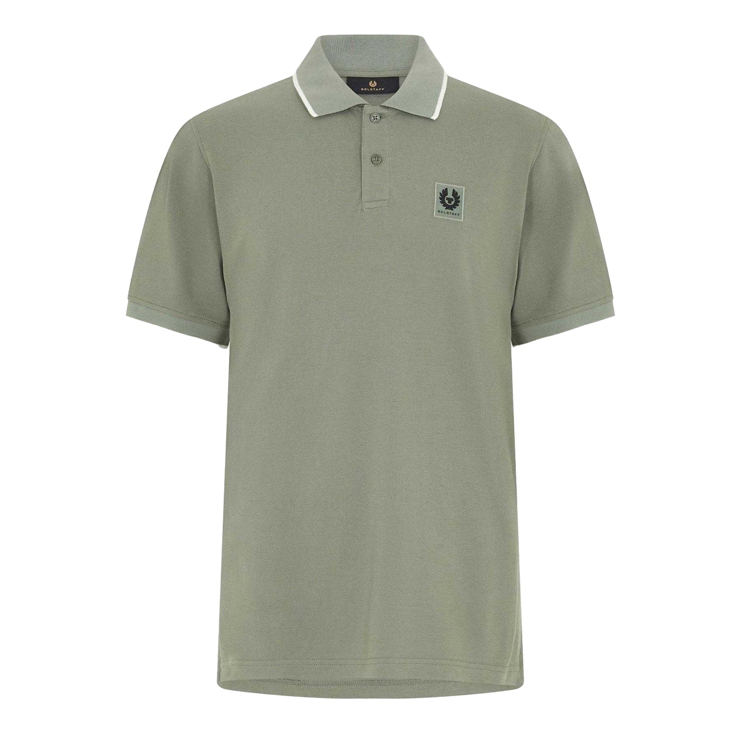 Sage Green - Front - Belstaff Mens Logo Tipped Short-Sleeved Polo Shirt