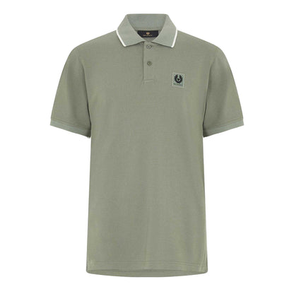 Sage Green - Front - Belstaff Mens Logo Tipped Short-Sleeved Polo Shirt