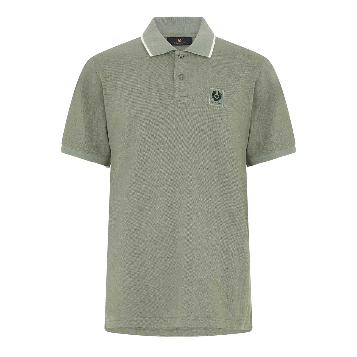 Sage Green - Front - Belstaff Mens Logo Tipped Short-Sleeved Polo Shirt