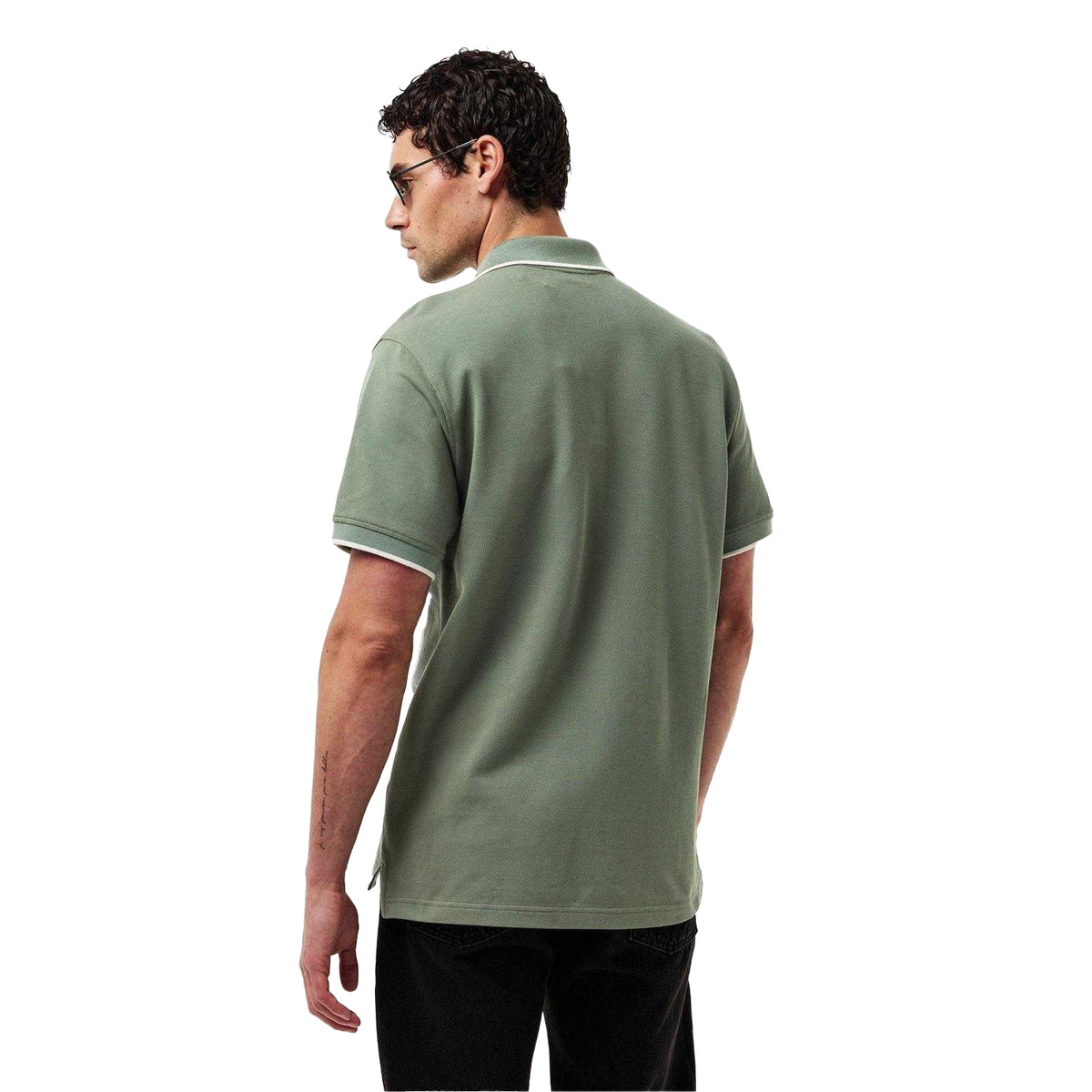 Sage Green - Lifestyle - Belstaff Mens Logo Tipped Short-Sleeved Polo Shirt