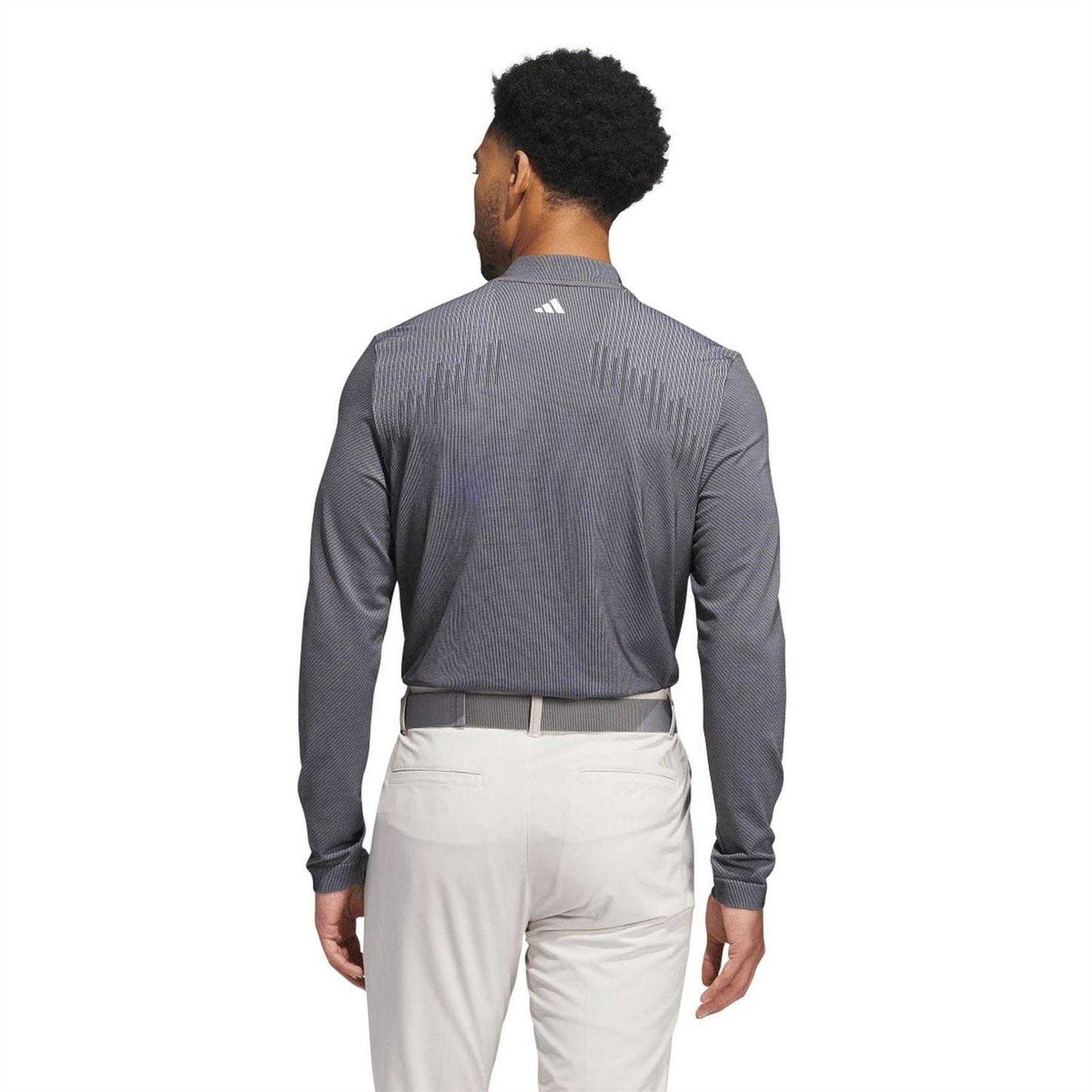 Black - Back - Adidas Mens Ultimate365 Tour PrimeKnit Long-Sleeved Polo Shirt
