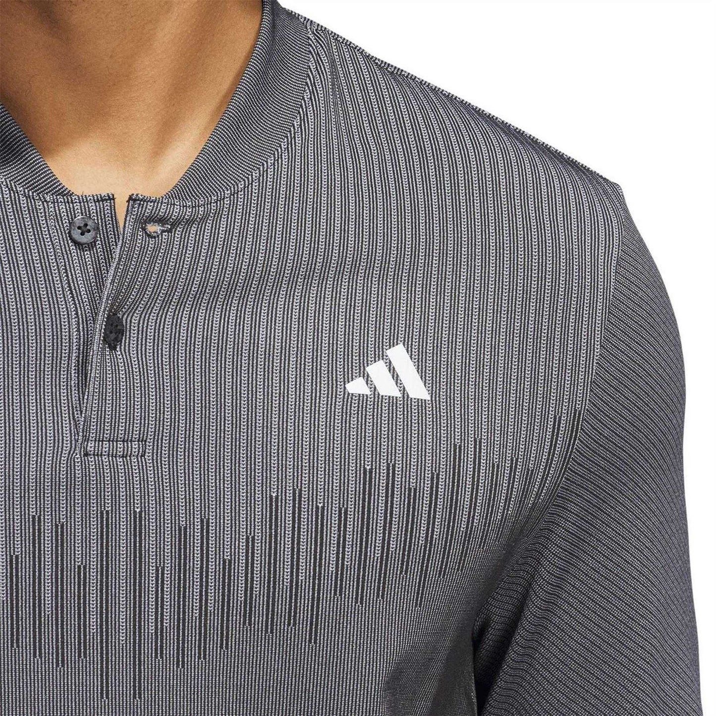 Black - Side - Adidas Mens Ultimate365 Tour PrimeKnit Long-Sleeved Polo Shirt