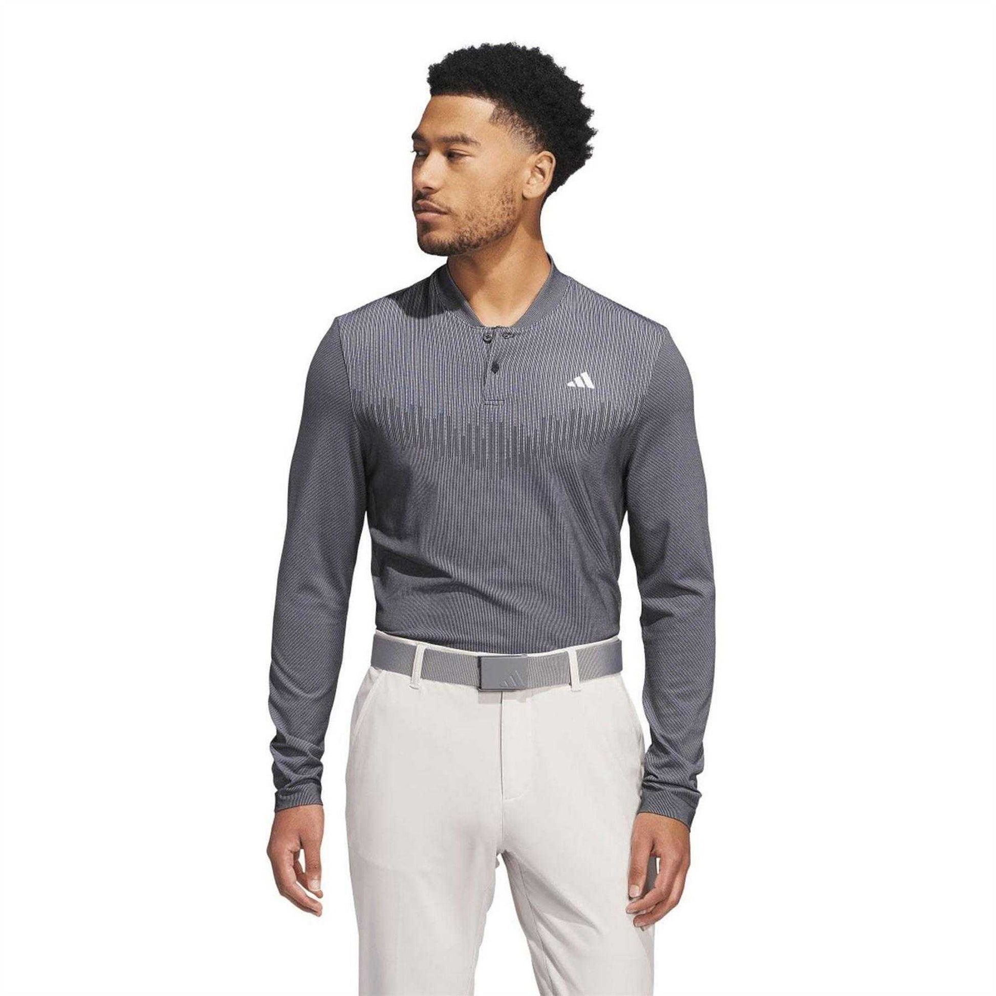Black - Lifestyle - Adidas Mens Ultimate365 Tour PrimeKnit Long-Sleeved Polo Shirt