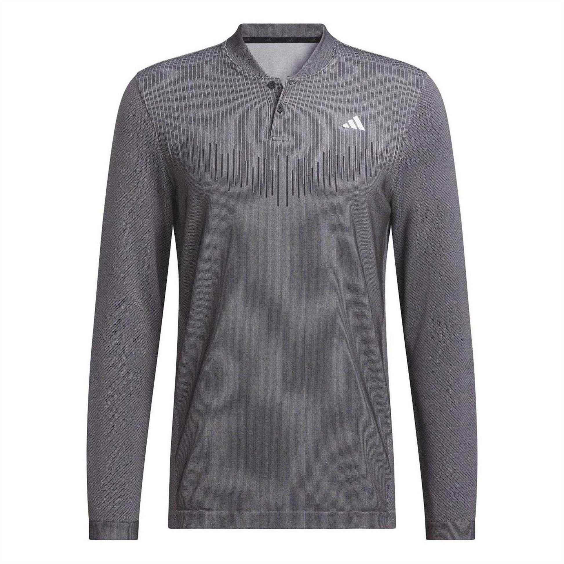 Black - Front - Adidas Mens Ultimate365 Tour PrimeKnit Long-Sleeved Polo Shirt