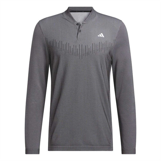 Black - Front - Adidas Mens Ultimate365 Tour PrimeKnit Long-Sleeved Polo Shirt