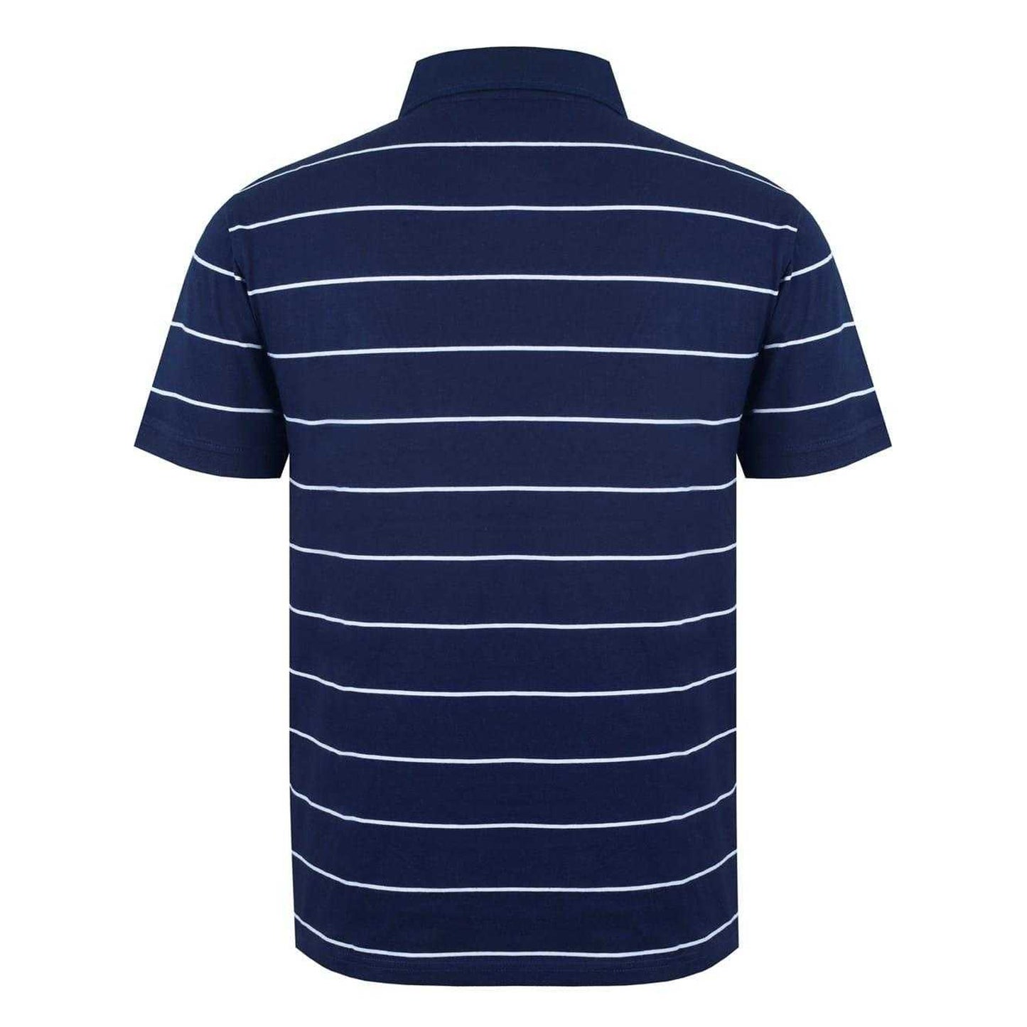 Navy-White - Back - Giorgio Mens Striped Pocket Polo Shirt