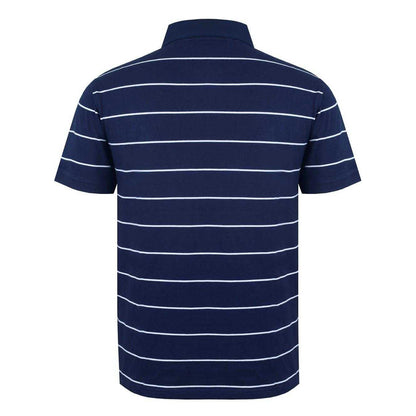 Navy-White - Back - Giorgio Mens Striped Pocket Polo Shirt