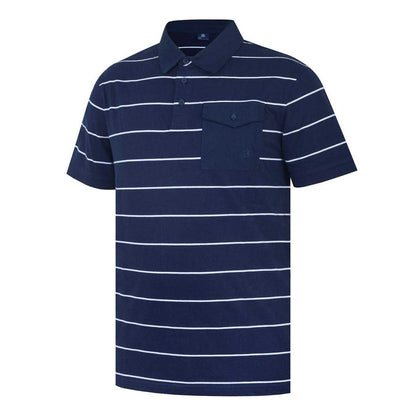 Navy-White - Side - Giorgio Mens Striped Pocket Polo Shirt