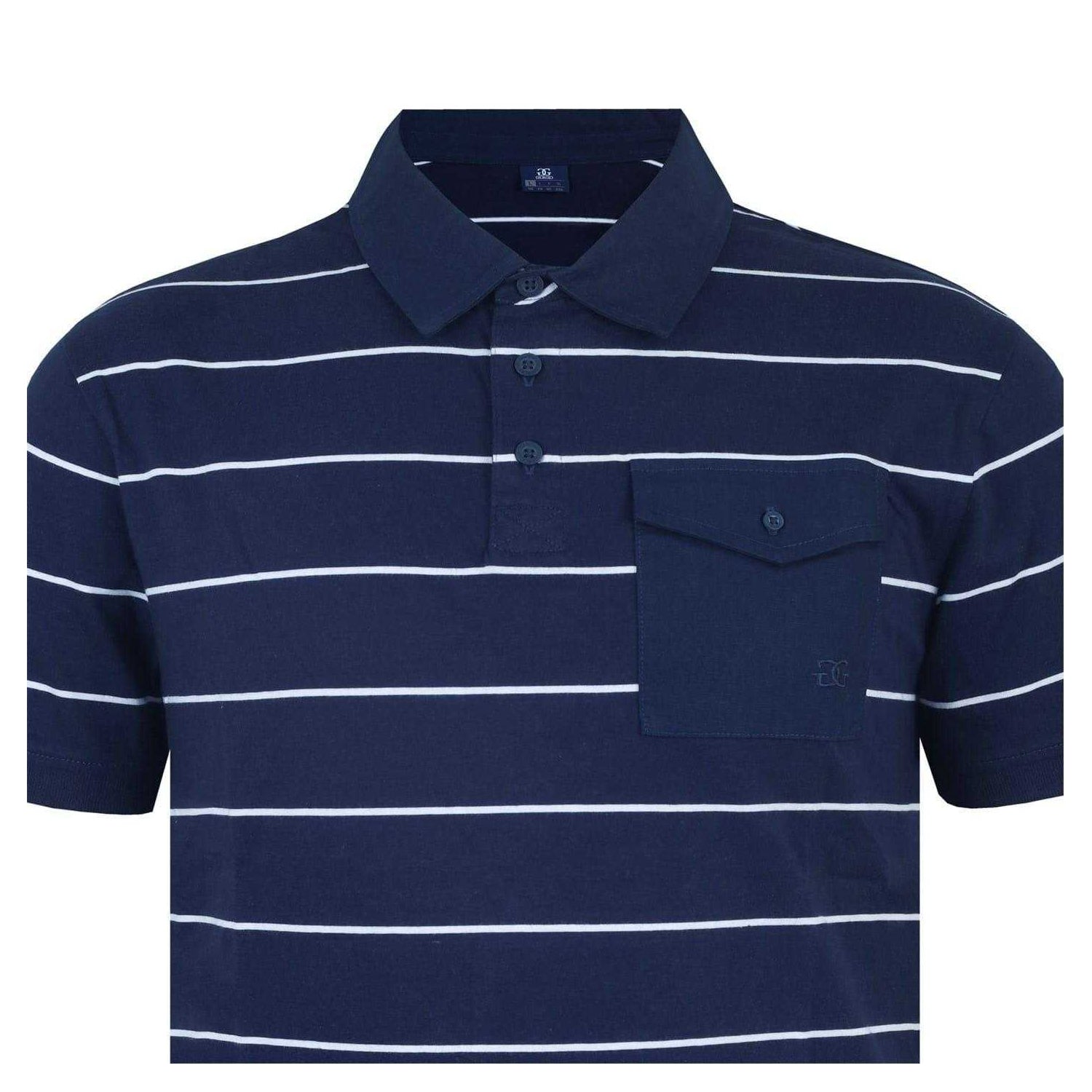 Navy-White - Lifestyle - Giorgio Mens Striped Pocket Polo Shirt