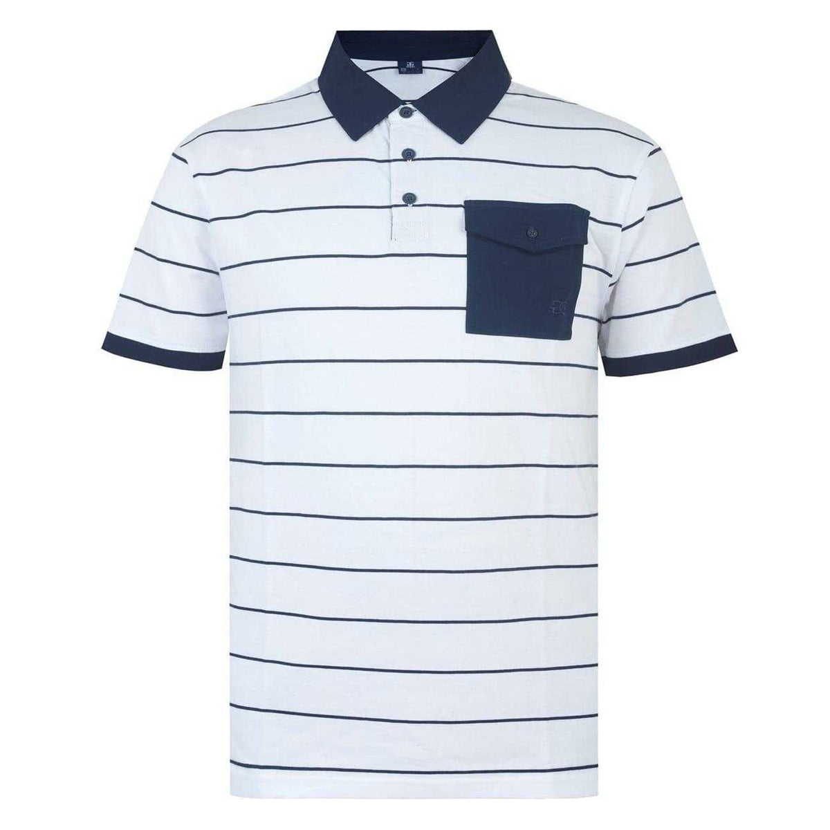 White-Navy - Front - Giorgio Mens Striped Pocket Polo Shirt