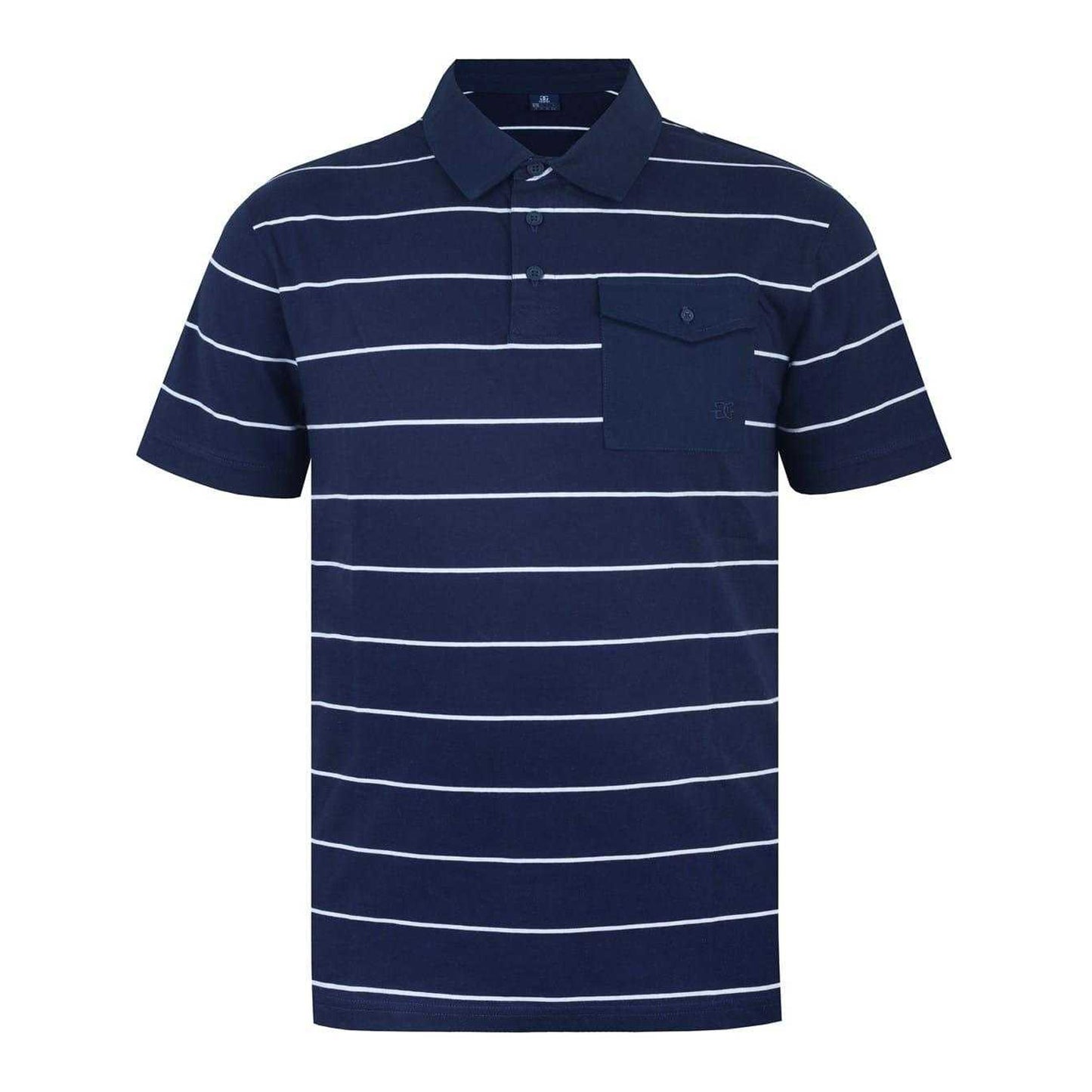 Navy-White - Front - Giorgio Mens Striped Pocket Polo Shirt