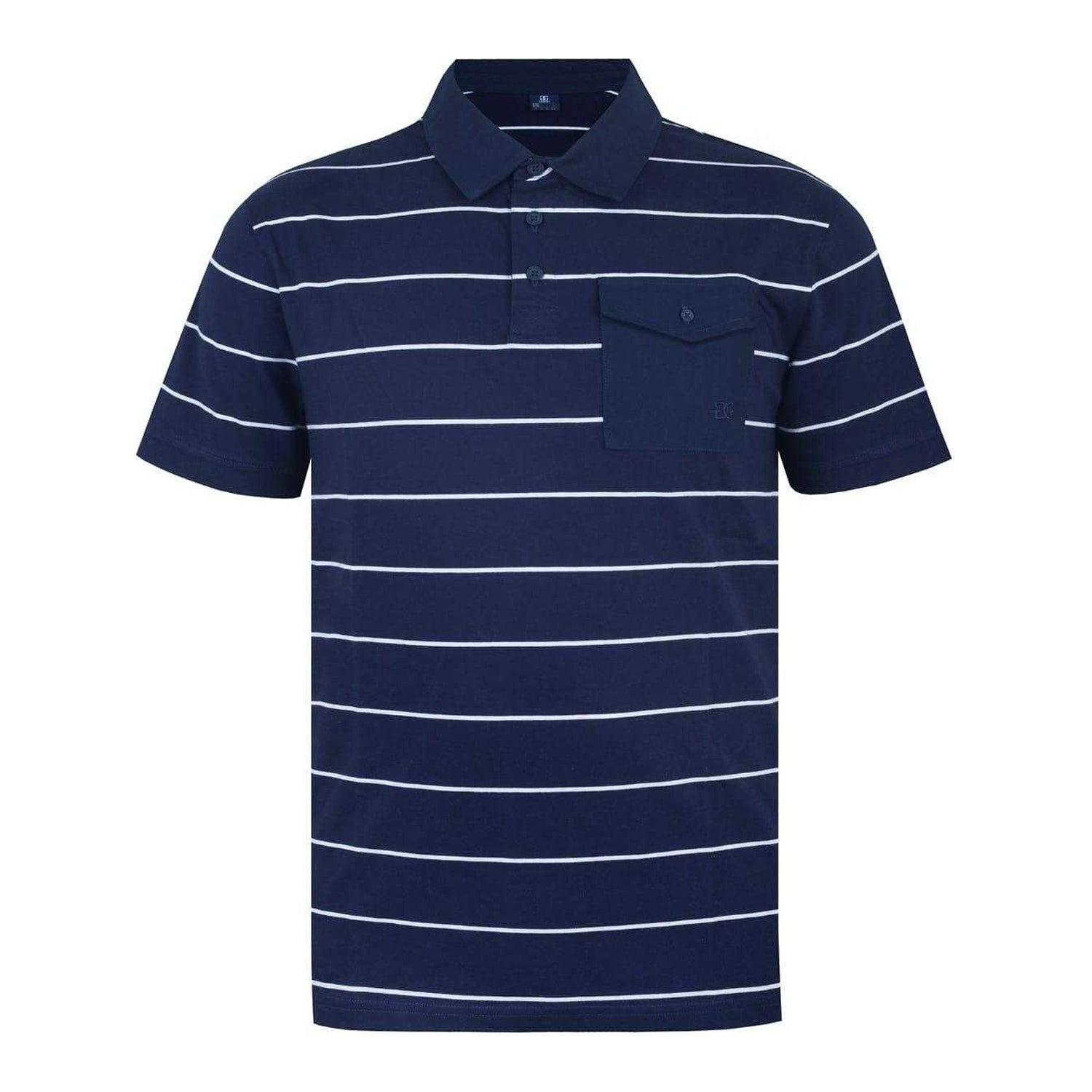 Navy-White - Front - Giorgio Mens Striped Pocket Polo Shirt