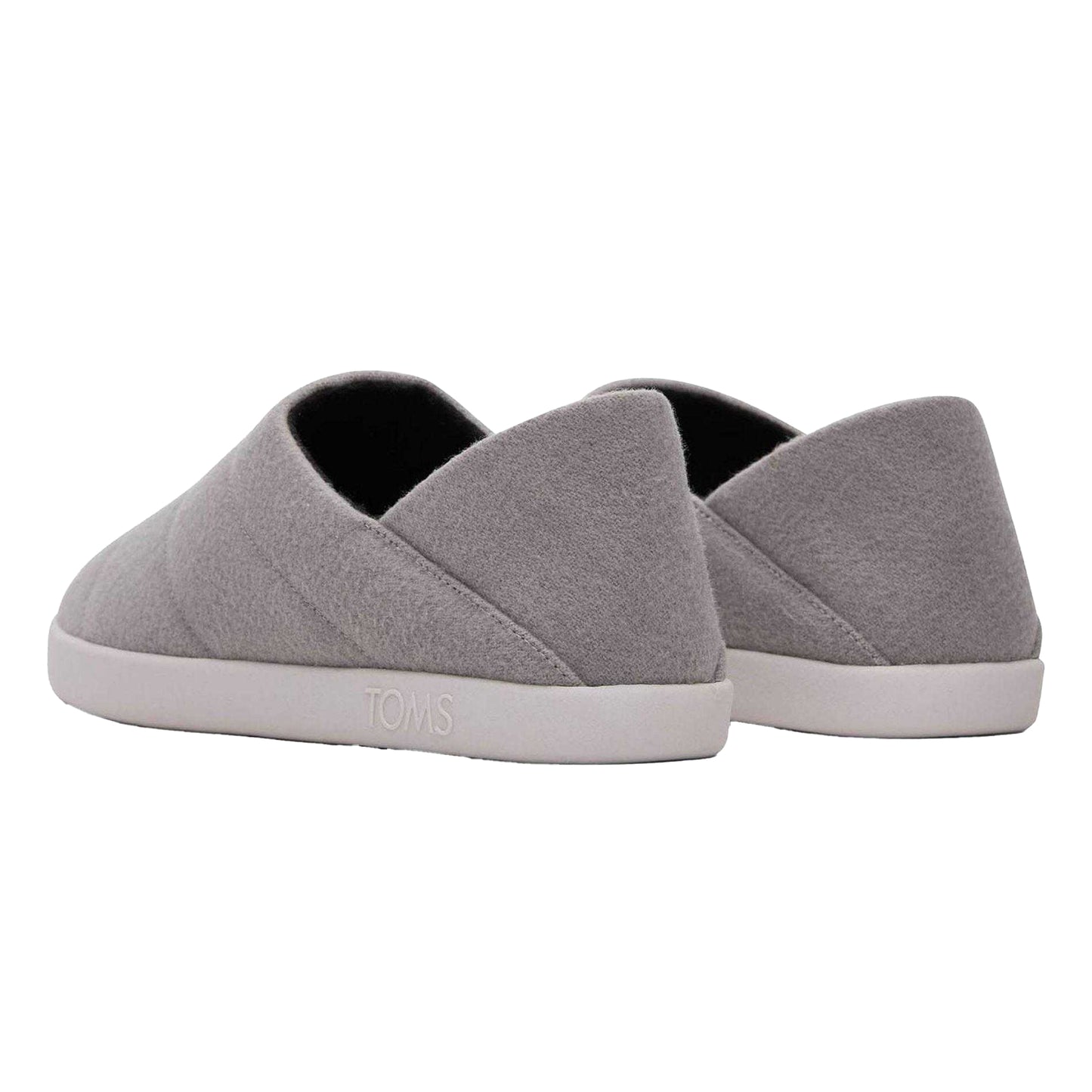 Grey - Back - Toms Womens-Ladies Quilted Flat Slippers