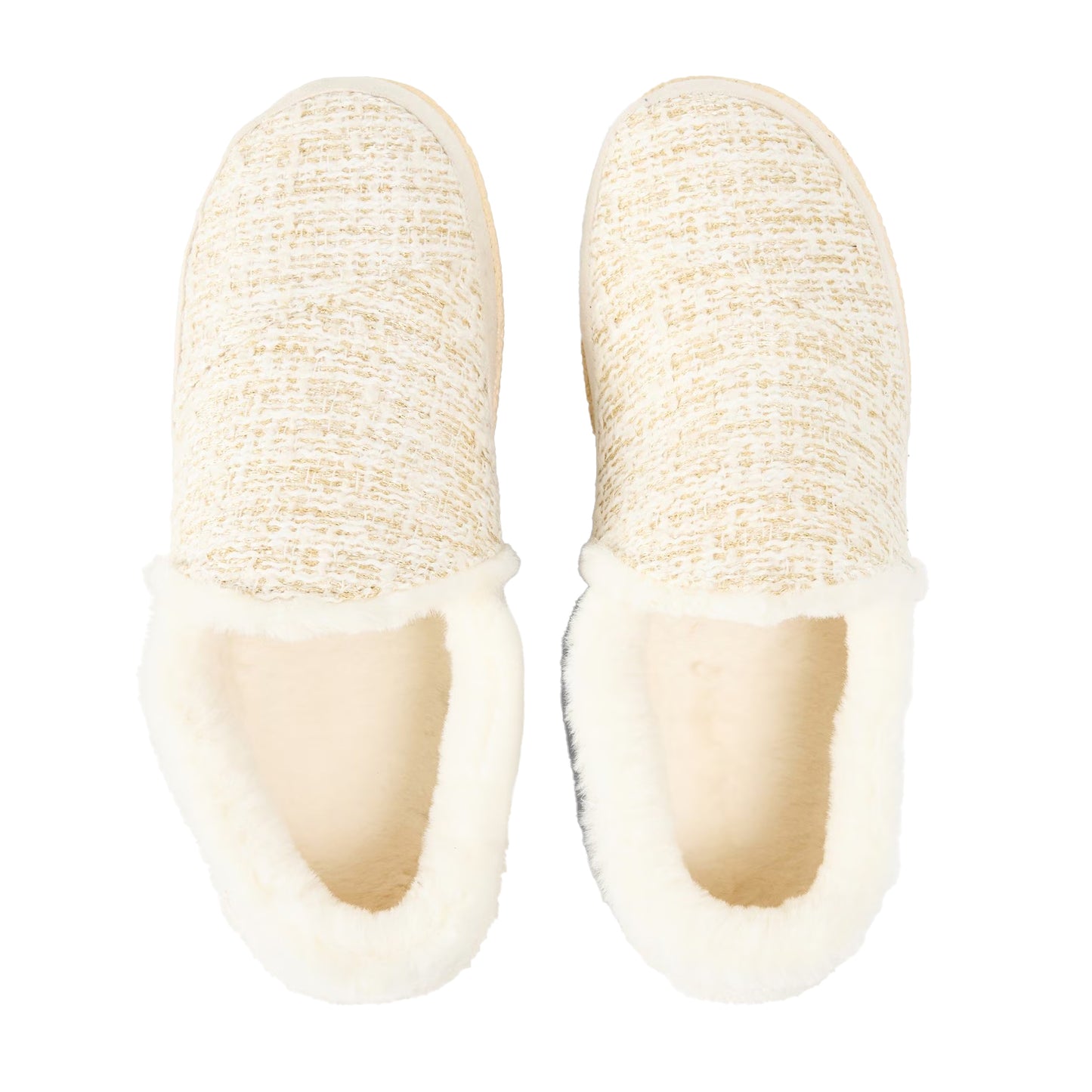 White - Side - Toms Womens-Ladies Tweed Casual Slippers