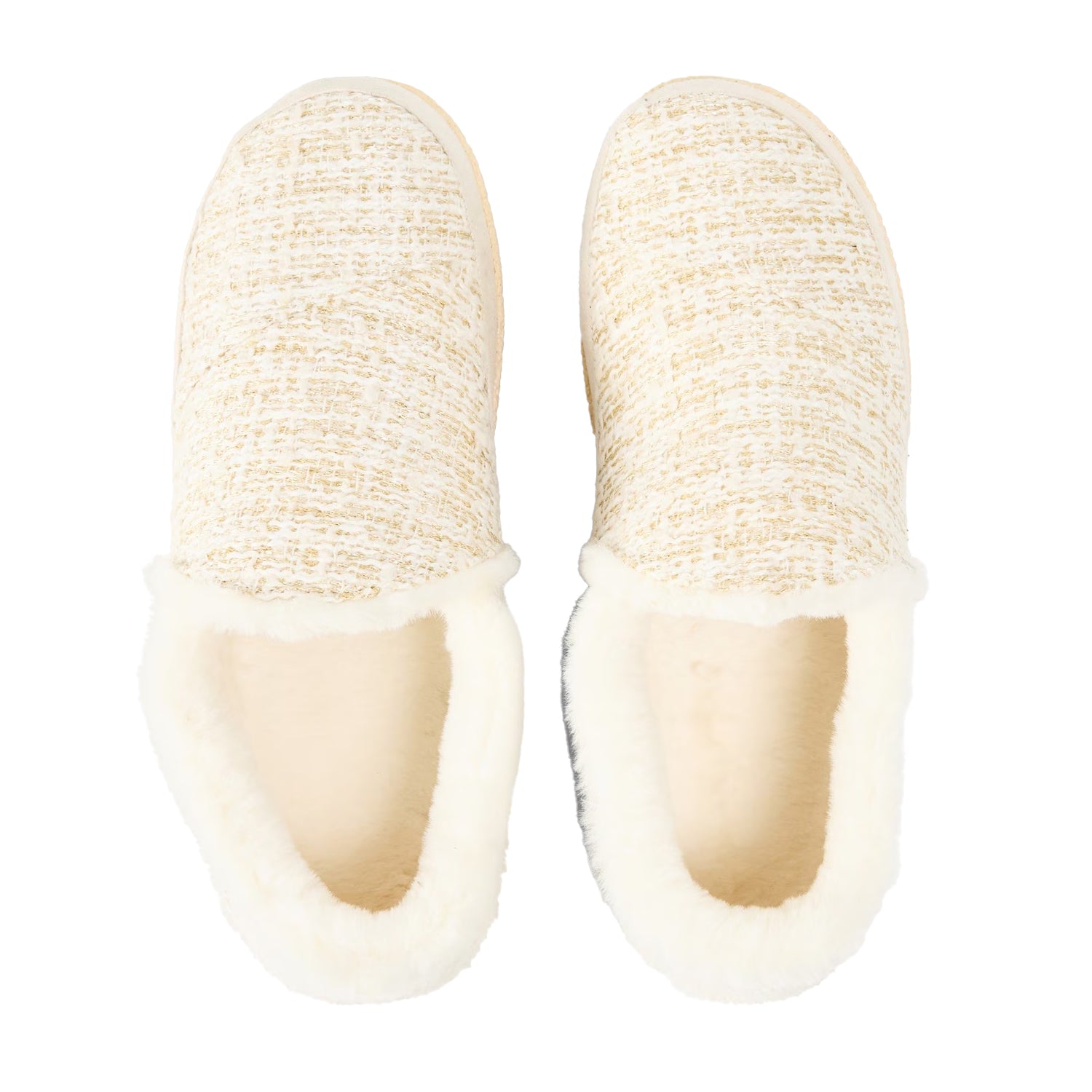 White - Side - Toms Womens-Ladies Tweed Casual Slippers