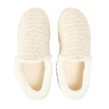 White - Side - Toms Womens-Ladies Tweed Casual Slippers